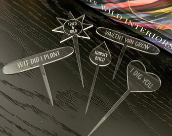 Custom Acrylic Plant Tags | Set of 3 | Fun Shape Plant Labels