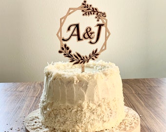Personalized Wedding Cake Topper | Custom Mr and Mrs Initials | Geometric Wood Decor | Elegant Reception Decor