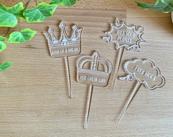 Acrylic Plant Tags | Funny Plant Puns, Set of 2 | Fun Indoor Houseplant Label