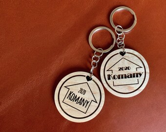 Set of 2 Personalized Keychains | House Warming Gifts | Wooden Keychains