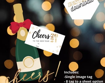 Etiqueta de regalo de Año Nuevo imprimible instantáneamente