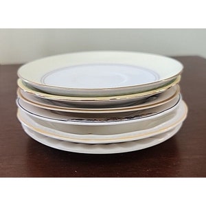 Vintage Mismatched China Saucers Lot Mix Match Patterns Floral Solid 6 Saucers