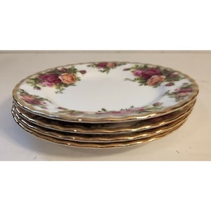 Royal Albert Old Country Roses Tee Dessert Brot Teller 4er Set New Floral Gold