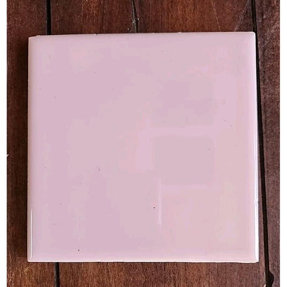 Mosaic USA 4-3/8" Square Gloss Baby PINK 1 Ceramic Wall Tile 1950 Retro Vtg
