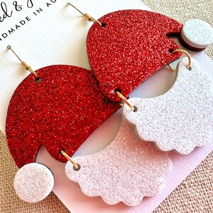 Santa Earrings || Santa Claus || Hat & Beard || Christmas Cheer || Holiday Outfit || Festive Gifts || Stocking Stuffers || Glitter image 3