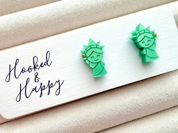 Lady Liberty Studs · Statue of Liberty Earrings · 4th of July · Independence Day · USA Celebration · Patriotic · America · NYC · Acrylic