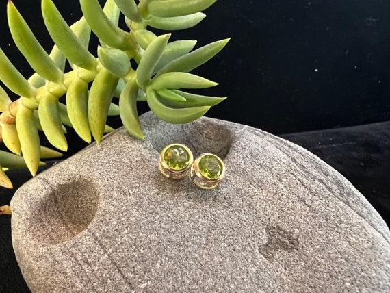 Vintage peridot earrings set in 14KT yellow gold - image 1