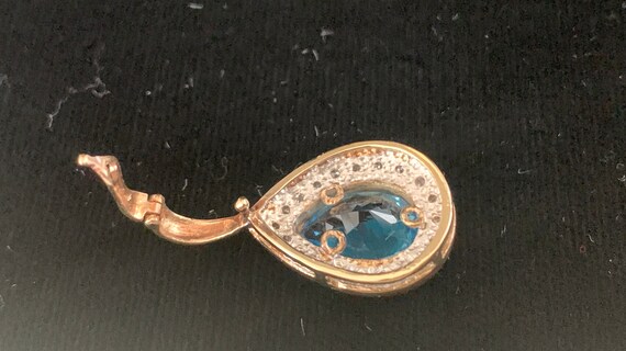 Vintage Diamond and Blue Topaz 14 Kt yellow Gold … - image 6