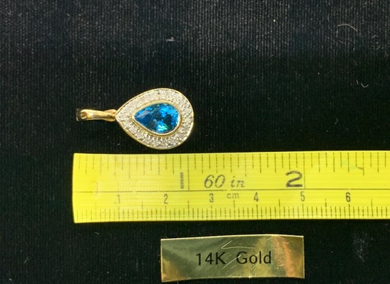 Vintage Diamond and Blue Topaz 14 Kt yellow Gold … - image 5