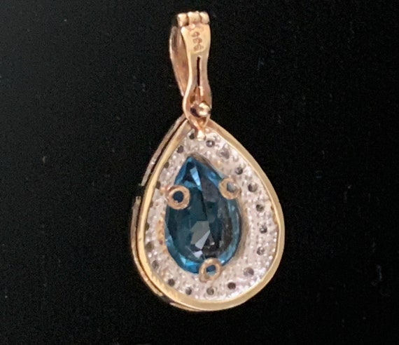 Vintage Diamond and Blue Topaz 14 Kt yellow Gold … - image 7