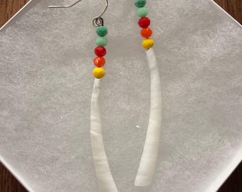 Beaded Dentalium Drops | Beaded Earrings | Ojibwe Earrings | Native American Earrings | Native Jewelry | Ojibwe Jewelry | Native Made