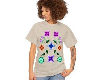 Waazakone Aniibiish- Glowing Leaf - Unisex Heavy Cotton Tee Gildan by Niibidoon, Small - 5X