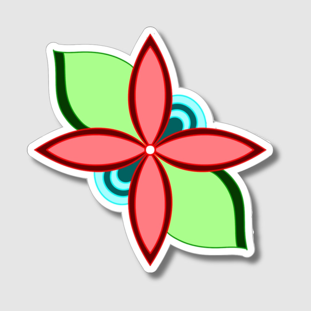 Red Floral Kisscut Sticker by Niibidoon Native Artist Etsy