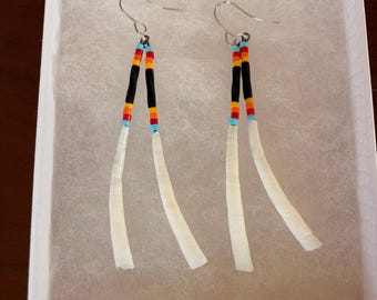 Beaded Dentalium Drops | Beaded Earrings | Ojibwe Earrings | Native American Earrings | Native Jewelry | Ojibwe Jewelry | Native Made