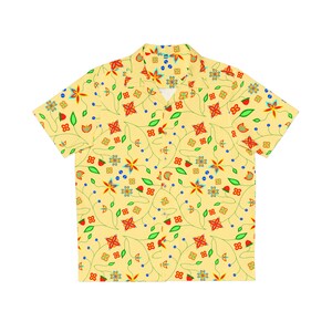 Yellow Floral Men&#39;s Button Shirt (AOP) by Niibidoon