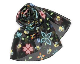 Waazakone Amoo - Glowing Bee - Polyester Chiffon Wrap Scarf by Niibidoon, One Size 50in X 50in, from the Maadaadizi Collection