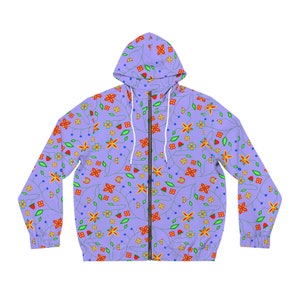 Purple Floral Men&#39;s Full-Zip Hoodie (AOP) by Niibidoon, Small - 2X
