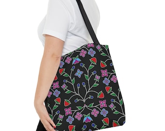 Strawberry Flowers Tote Bag (AOP) by Niibidoon, Two Sizes, Polyester Tote Bag