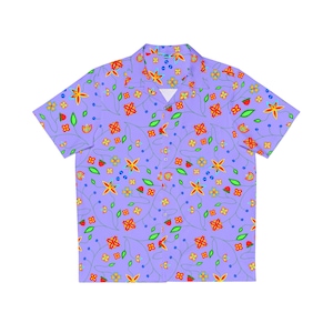 Purple Floral Men&#39;s Button Shirt (AOP) by Niibidoon