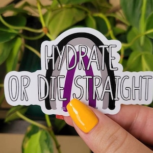 LGBTQIA + Sticker | Vlag van Aas/Aro | Hydrateer of sterf recht | Waterdichte waterfles sticker