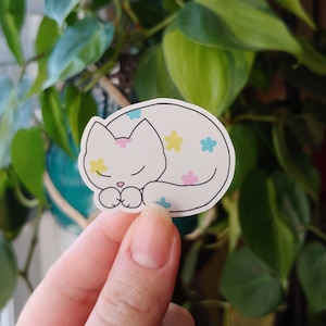 Steven | waterproof vinyl sticker | cute cat sticker | sleepy kitten sticker