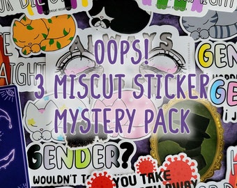 OOPS! 3 sticker mistery bundle|Waterproof weatherproof stationery|Dishwasher safe waterbottle laptop notebook stickers|The Midnight Mushroom