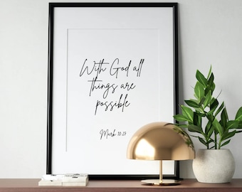 Bible Verse Art Printable | Mark 10:27 | Wall Décor