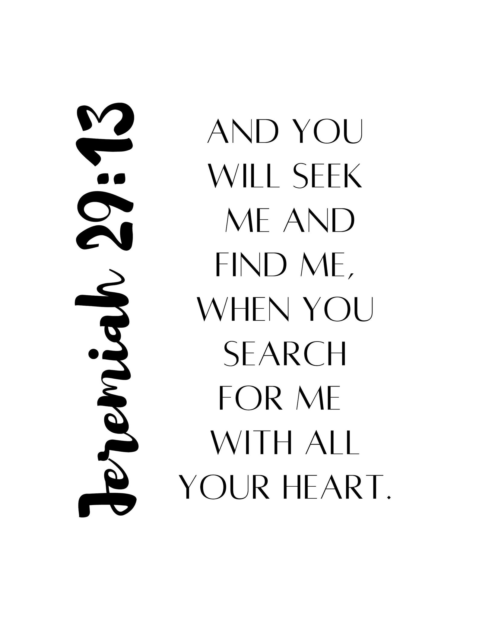 Bible Verse Art Printable Jeremiah 29:13 Bonus Additional | Etsy