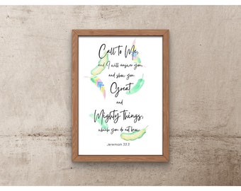 Bible Verse Art Printable | Jeremiah 33:3  Wall Art | Wall Décor |Bible Prints