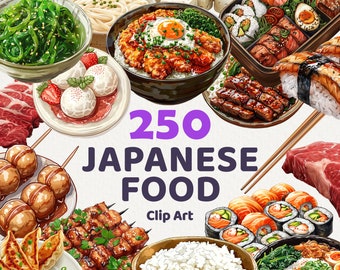 250 Japanese Food Clipart, Food graphics for commercial use, Japanese cuisine, Foodie, Sushi, Ramen, Tofu, Sake, Udon, Gohan, No license