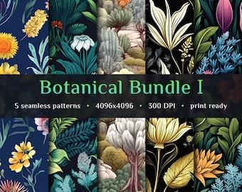 Floral Seamless Pattern Bundle • Floral Digital Paper • JPG Digital Download • 4096 x 4096 • 300 DPI • Repeatable Pattern