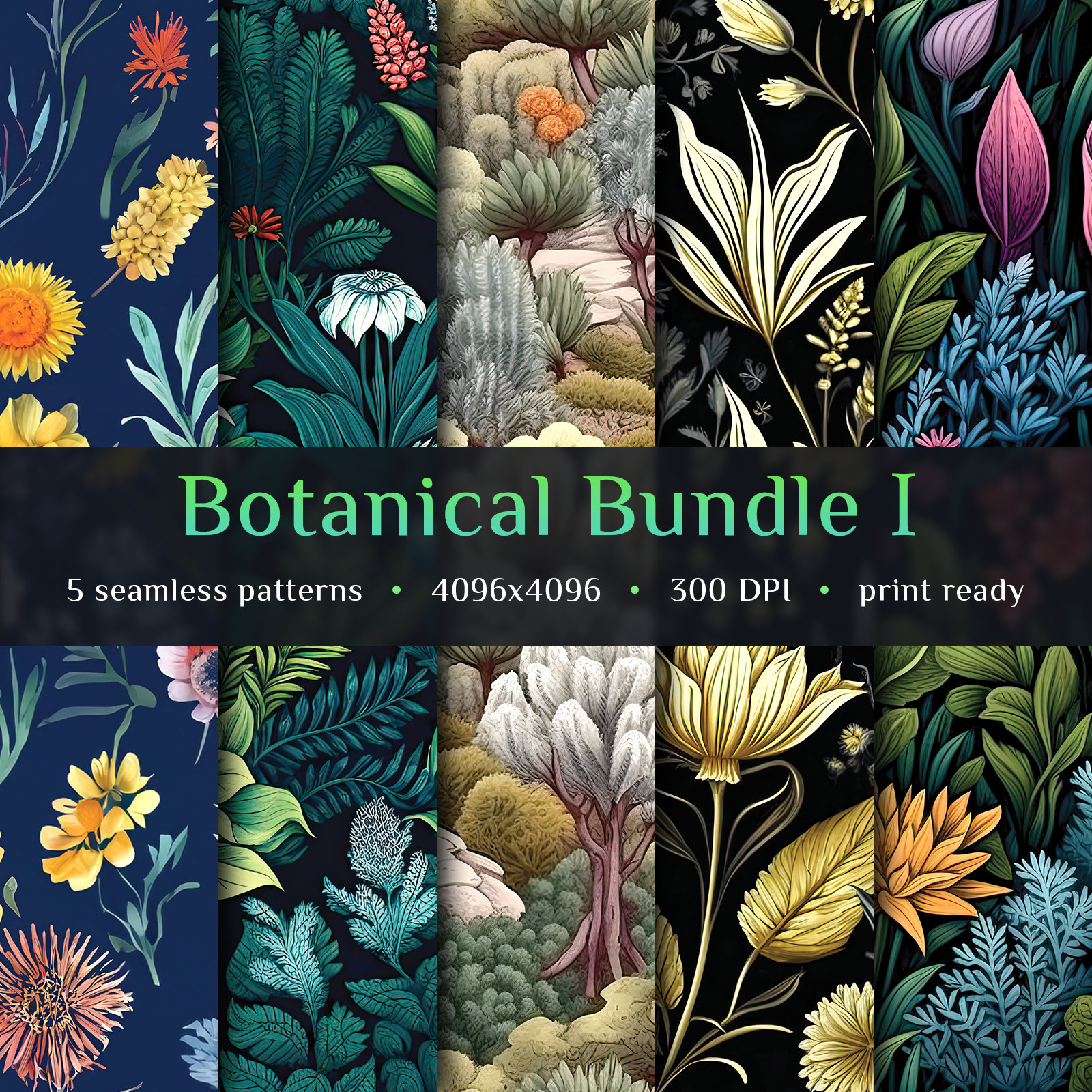 Floral Seamless Pattern Bundle • Floral Digital Paper • JPG Digital ...