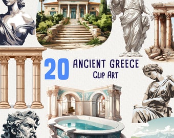 20 Ancient Greece Clipart, Greek architecture and statues for commercial use, Columns, Temple, No license instant download, Scrapbooking