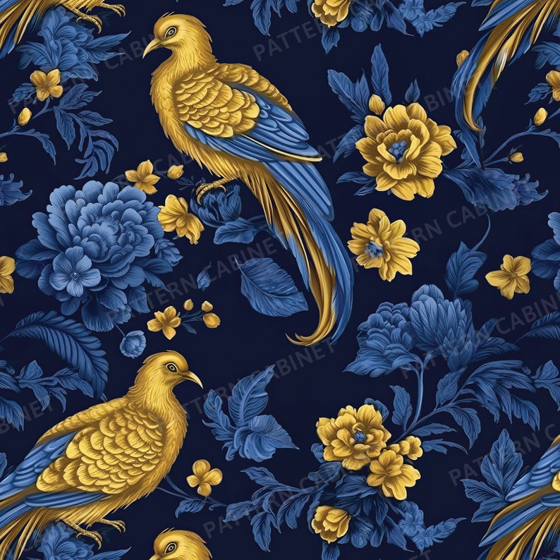 Luxury Seamless Pattern Bundle • Royal Gold and Blue • JPG Digital ...