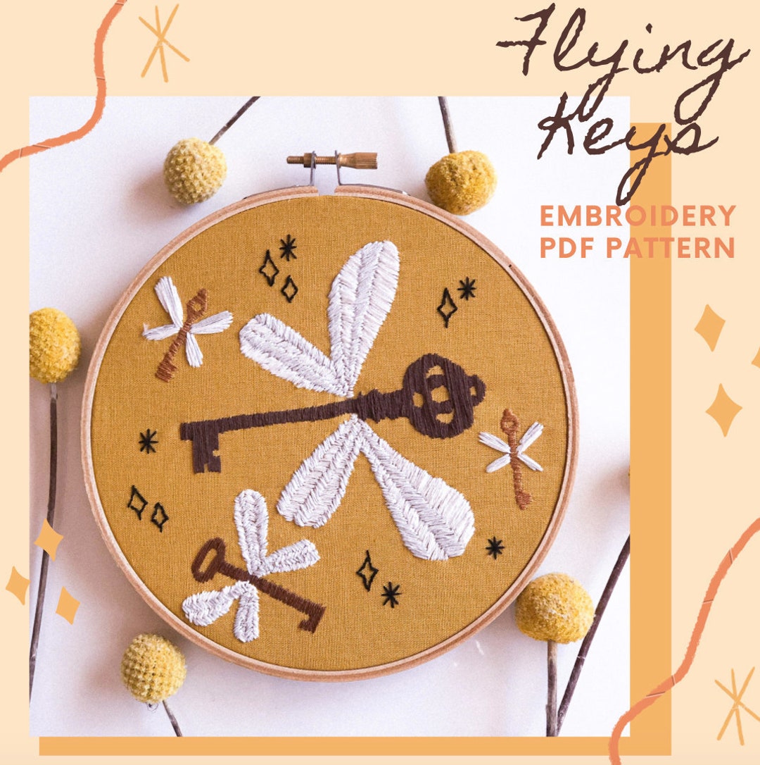 Flying Keys Embroidery Pattern // PDF Embroidery Pattern // - Etsy