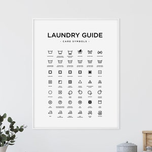 Laundry Symbol Guide Laundry Room Guide Washing Machine Signs Laundry Signs Print Laundry Room Care Guide Laundry Symbols Laundry Wall Decor