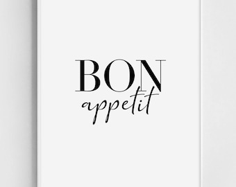 Bon Appetit キッチンプリント：ダイニングルームの壁装飾（デジタルダウンロード）