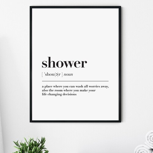 Shower Definition Wall Art Print Bathroom Printable Bathroom Etsy