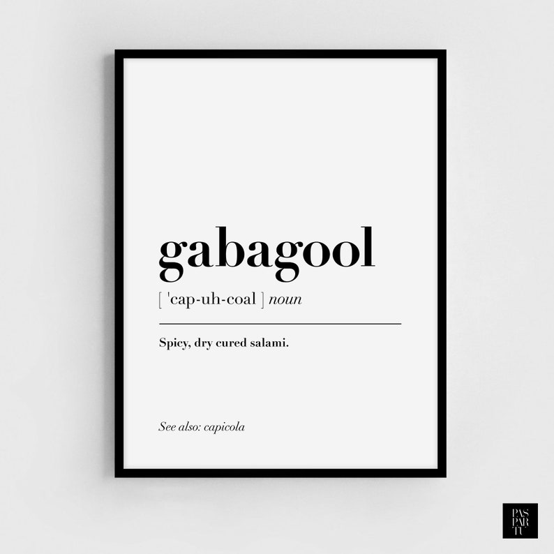 Gabagool Definition Wall Art Print Gabagool Printable Capicola Etsy