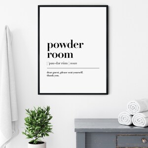 Powder Room Definition Wall Art Print Bathroom Printable Bathroom Quote ...