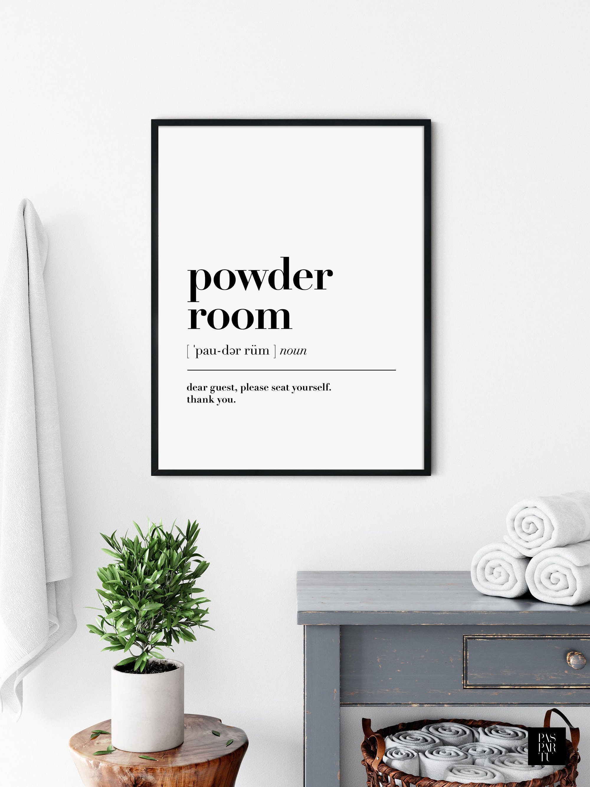 Powder Room Definition Wall Art Print Bathroom Printable Etsy