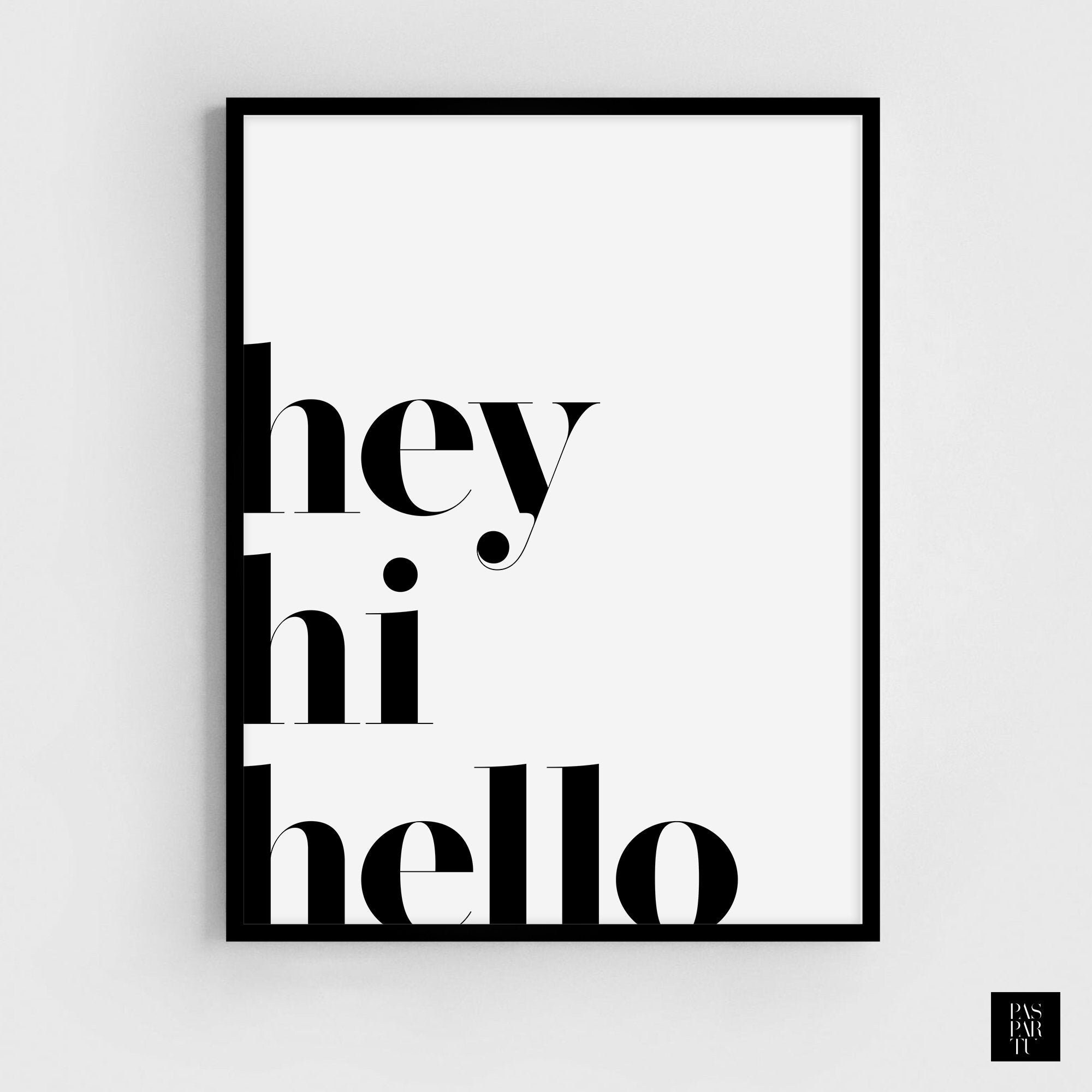 Hey Hi Hello Entryway Wall Art Print Entryway Printable Etsy