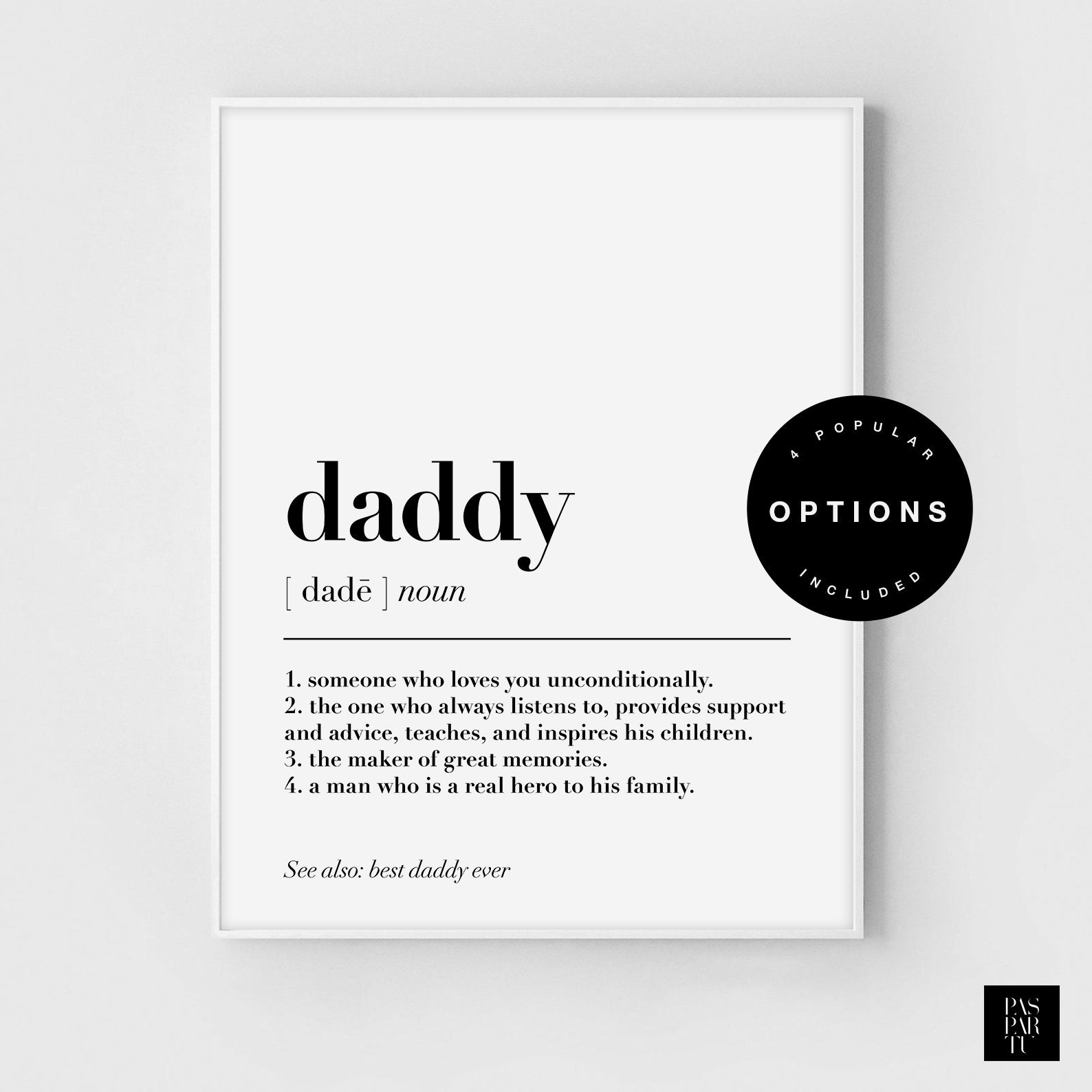 Gift for Dad Print Dad Definition Daddy Definition Printable Etsy