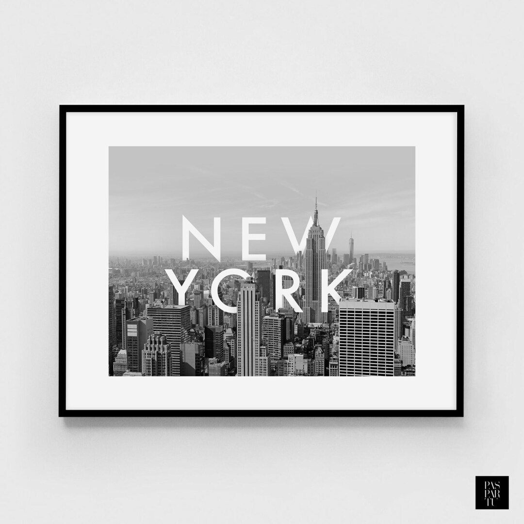 NYC Skyline Poster: Black and White New York City Print (digital ...