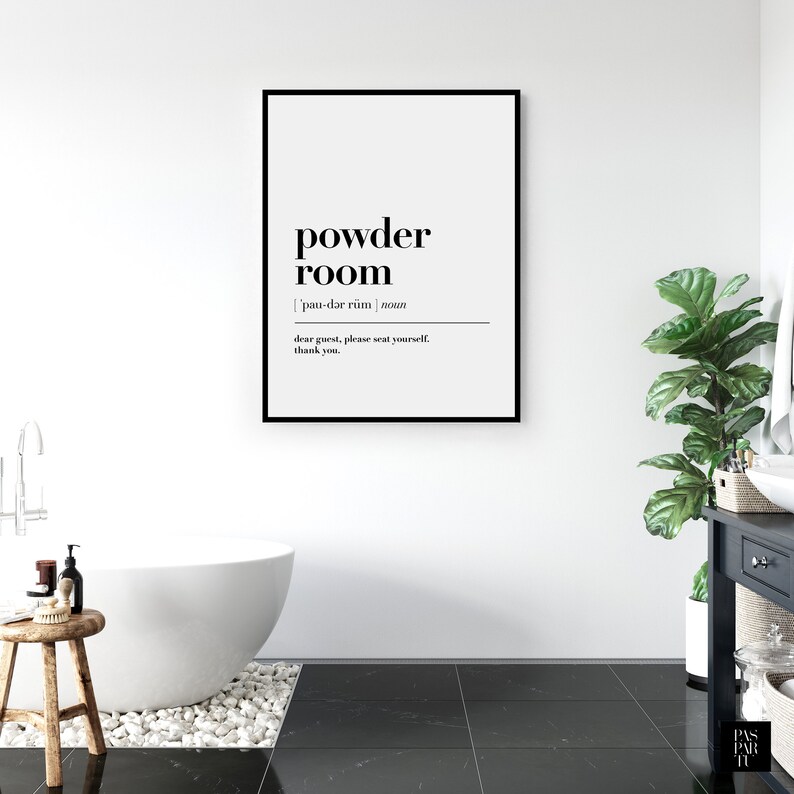 Powder Room Definition Wall Art Print Bathroom Printable Etsy