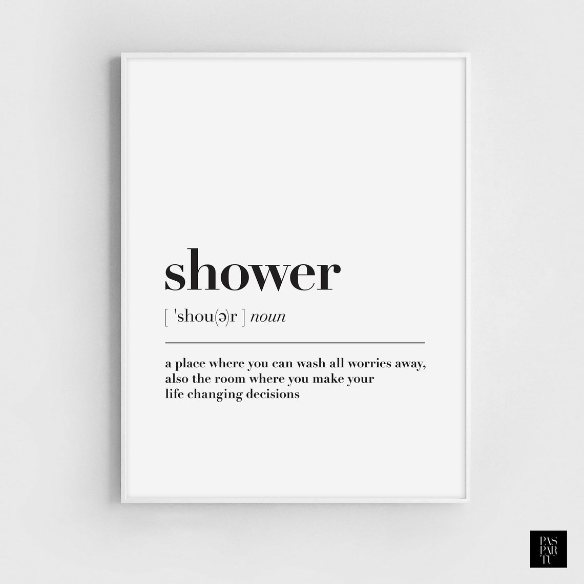 Shower Definition Wall Art Print Bathroom Printable Bathroom Etsy
