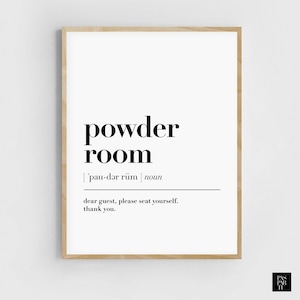 Powder Room Definition Wall Art Print Bathroom Printable Bathroom Quote ...