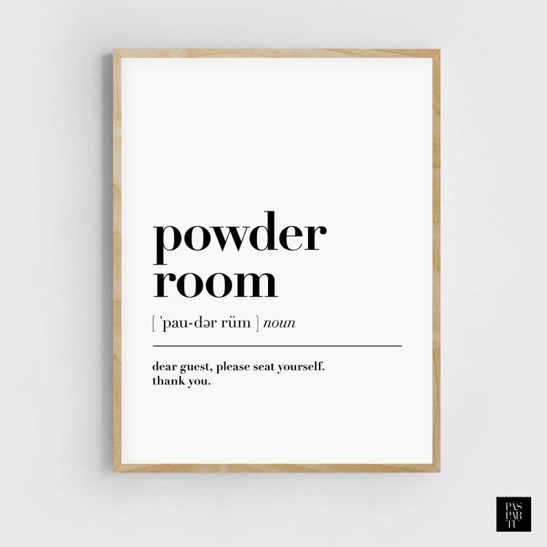 Powder Room Definition Wall Art Print Bathroom Printable - Etsy