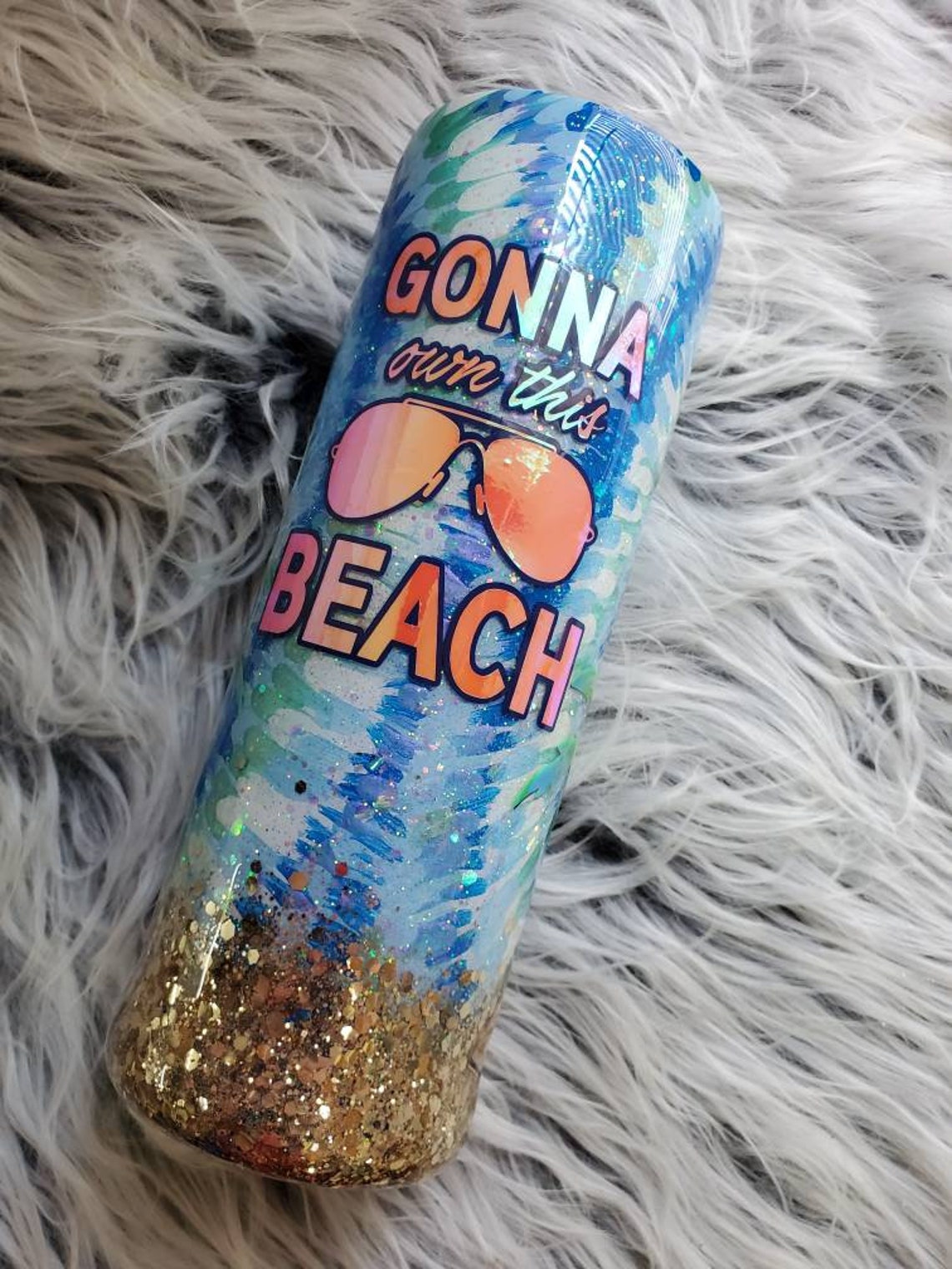 Own This Beach Epoxy Tumbler Glitter Tumbler Etsy