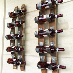 Wine Barrel Stave 5-Bottle Holder (Wine Rack - Wine Rack Wall Mount - Wall Wine Rack - Wall Mount Wine Rack - Wine Barrel Wine Rack)